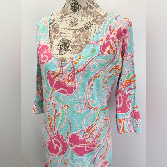 LILLY PULITZER Pink and Blue Jellies Be Jammin' Mini shirt Dress size XS - Picture 3 of 14